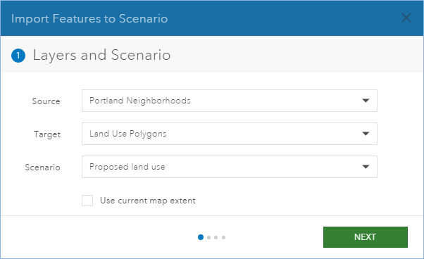 Import features to scenario Import features to scenario